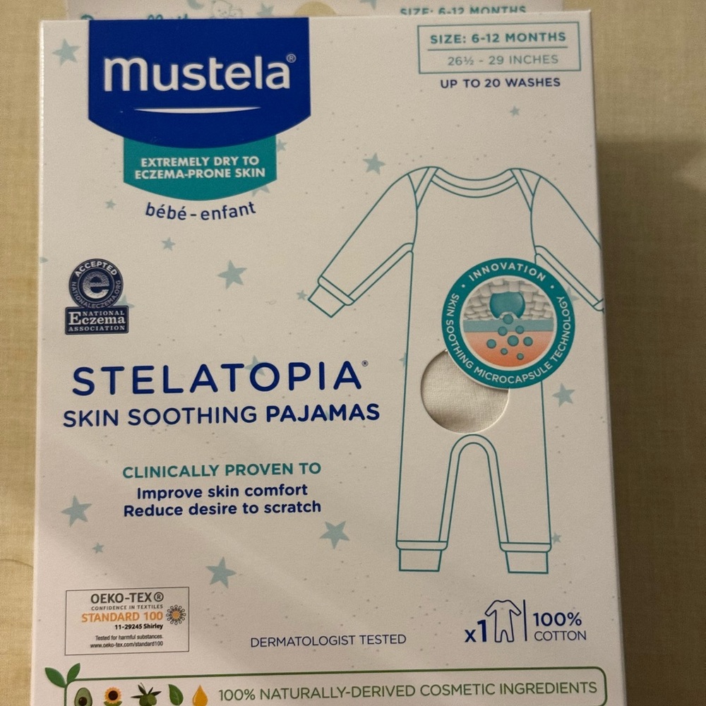 NIB Mustela Stelatopia Skin Soothing Pajamas, 6-12 months